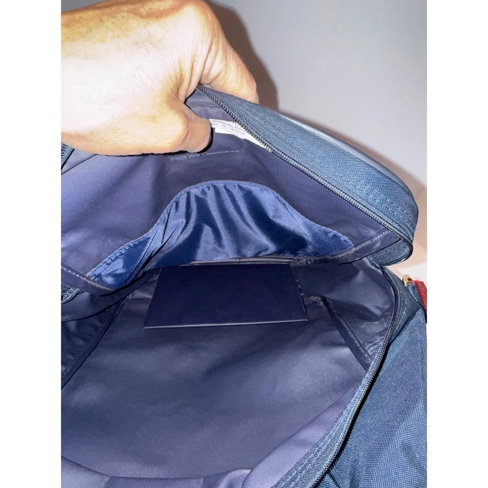 Samsonite Port-of-Entry Navy Blue Red Stripe Nylon Crossbody Messenger Bag Vtg